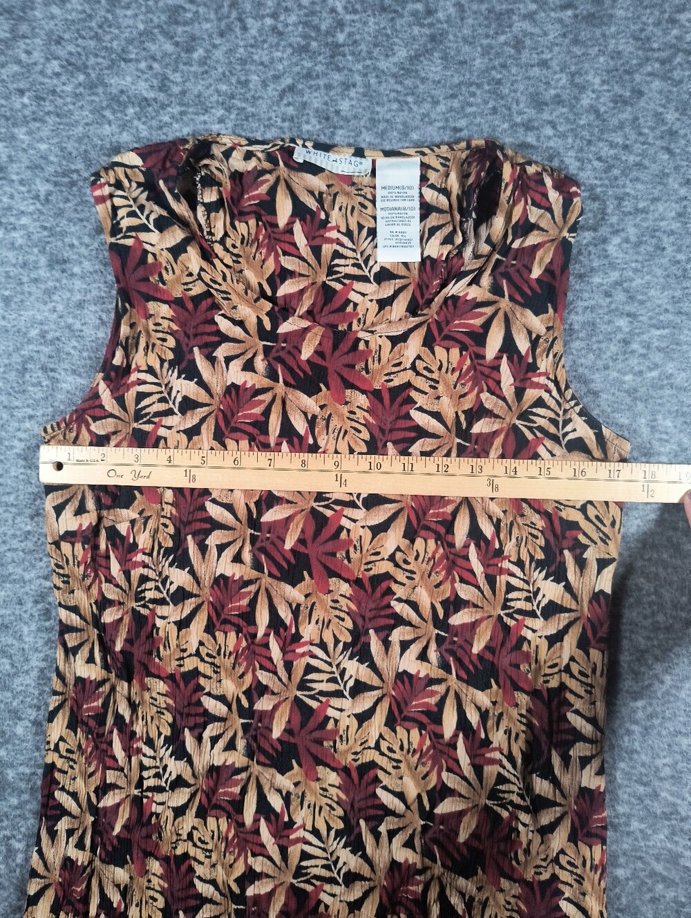 🔥Bundle 2 For $7🔥 Vintage white stag crinkle rayon midi dress, women's medium - Picture 7 of 13